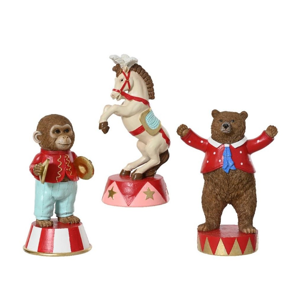 ANIMALI CIRCO SU PIEDISTALLO H.19CM. 3 ASSORTITI